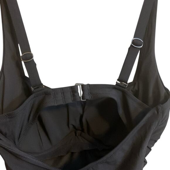 NWT ATHLETA Tankini 32 D-DD Square Neck Black Ruched Sides Removable Cups - Picture 5 of 7